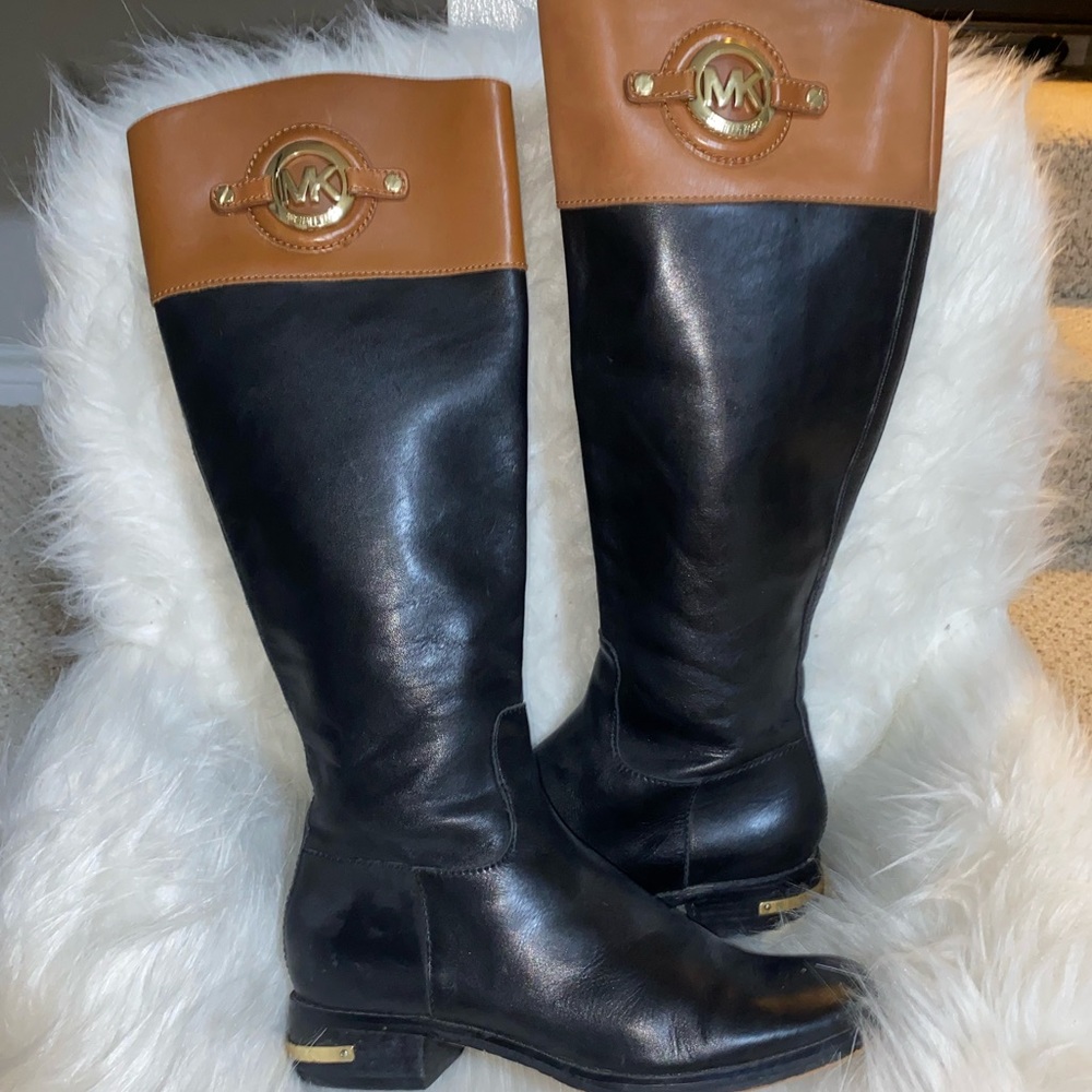 MICHEAL KORS black and brown riding boots